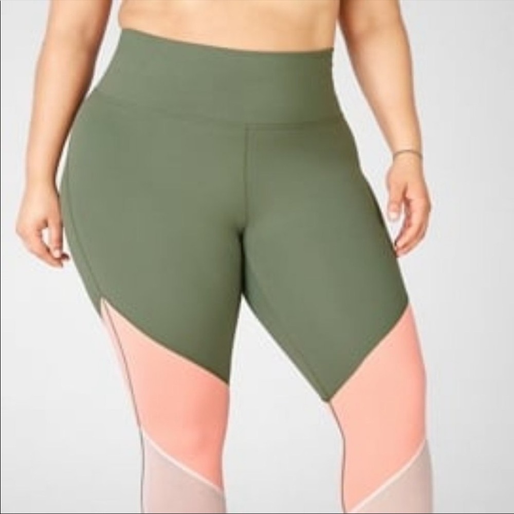 FABLETICS Zone Powerhold plus high waisted color block mesh 7/8 workout tights - Picture 2 of 7